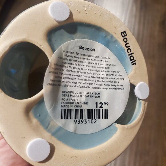 Ceramic Owl Figurine + Candle Holder Set Antiqued Soft Teal Hue & Brown Cozy - Picture 10 of 11